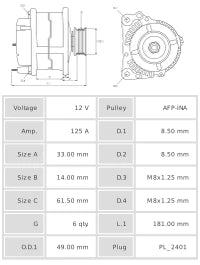 ALTERNADOR NUEVO A3037(P-INA)