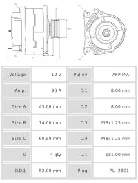 ALTERNADOR NUEVO A3643(VALEO)