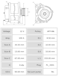 ALTERNADOR NUEVO A2022(P-INA)